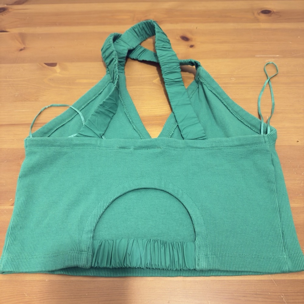 Maeve by Anthropologie Women's Green V-Neck Halter Cropped Knit Tank Top S - Picture 2 of 6